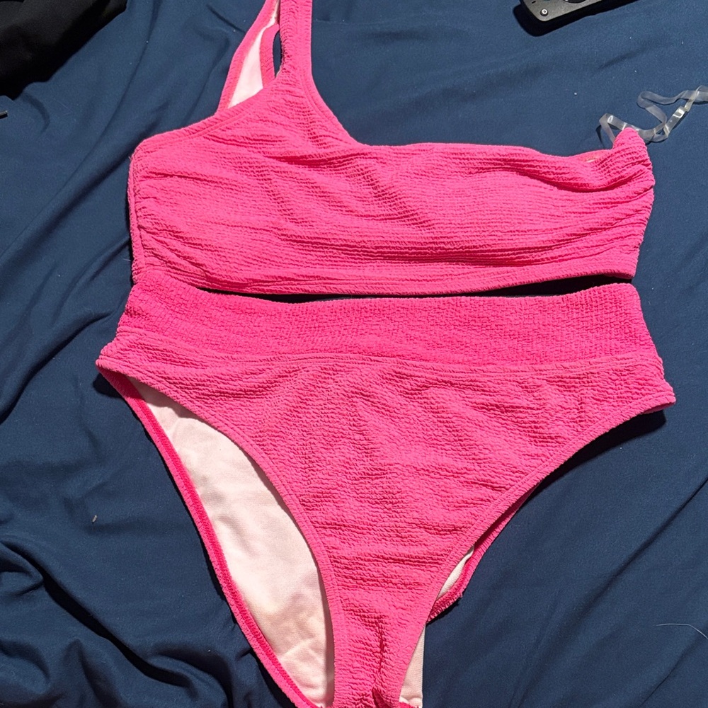 Pink One-Shoulder Swimsuit